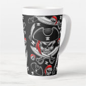 Pirate schedel met gekruiste sabels latte mok (Rechterhoek)