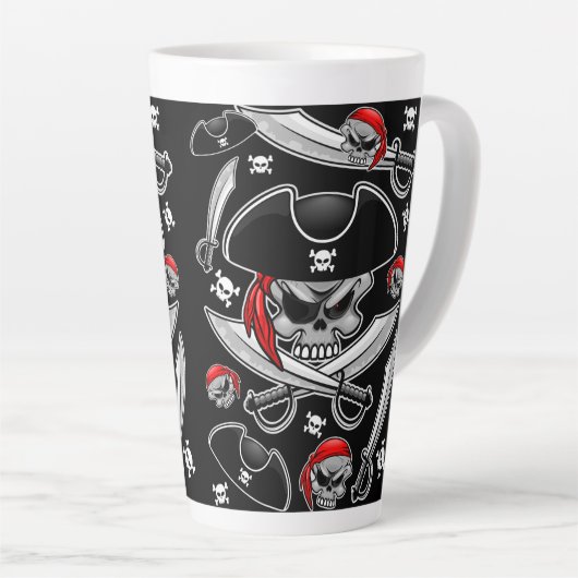 Pirate schedel met gekruiste sabels latte mok (Rechterhoek)