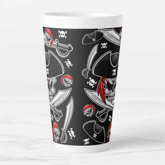 Pirate schedel met gekruiste sabels latte mok (Voorkant)