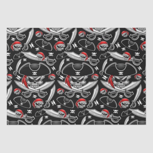 Pirate schedel met gekruiste sabels tissuepapier (Voorkant)