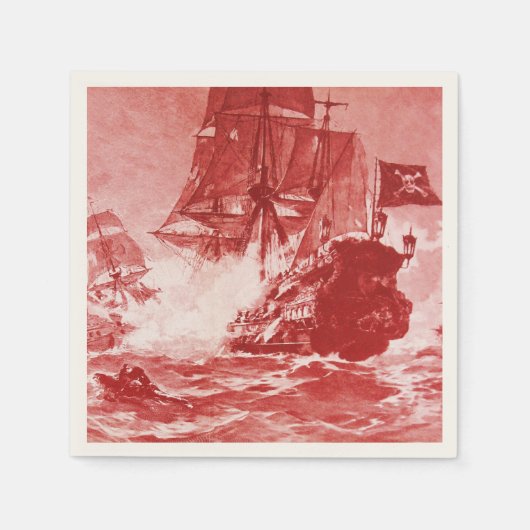 PIRATE SCHEEPSBATTLE IN paars Servetten (Voorkant)