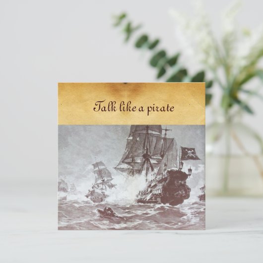 PIRATE SCHIP BATTLE / ANTIEK PIRATEN BEHANDELINGSK AANKONDIGING (Staand voorkant)