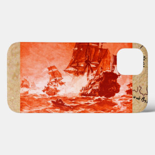PIRATE SCHIP BATTLE / ANTIEK PIRATEN BEHANDELINGSK iPhone 13 HOESJE