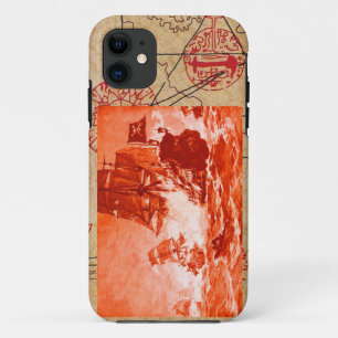 PIRATE SCHIP BATTLE / ANTIEK PIRATEN BEHANDELINGSK iPhone 11 HOESJE