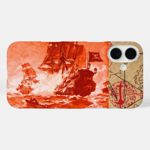 PIRATE SCHIP BATTLE / ANTIEK PIRATEN BEHANDELINGSK iPhone 16 PLUS HOESJE