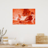 PIRATE SCHIP BATTON IN RED POSTER (Keuken)