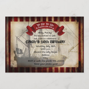 Pirate Schip Grungy Grunge Feest Uitnodiging