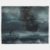 PIRATE SCHIP in een STORM Fleece Deken (Voorkant (Horizontaal))