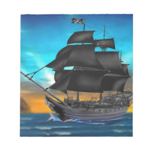 PIRATE SCHIP OP SUNSET NOTITIEBLOK