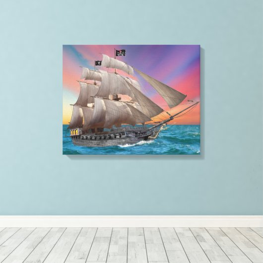 PIRATE SCHIP VAN BLACK-BEARD CANVAS AFDRUK (Insitu (Houten vloer))