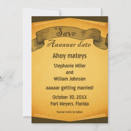 Pirate Scroll sparen de Datum uitnodigen Save The Date (Voorkant)