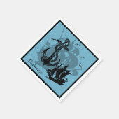 Pirate Ship & Anchor Black Silhouette Napkins 3 Servetten (Hoek)