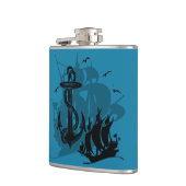 Pirate Ship & Anchor Blue Heupfles (Links)