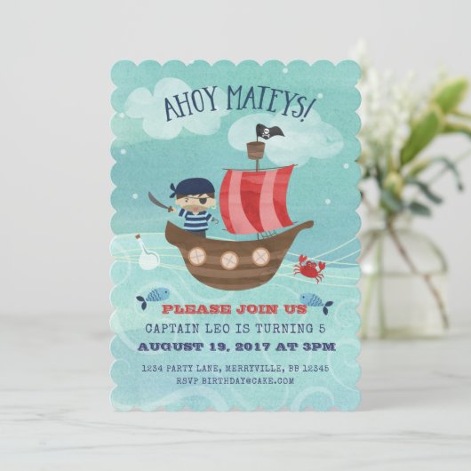 Pirate Ship Anniversaire Invitation (Debout devant)