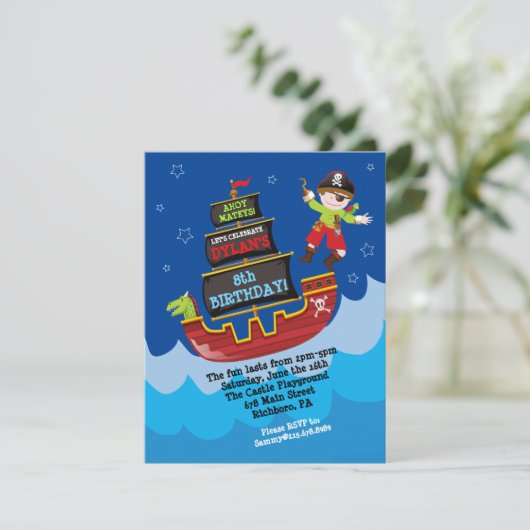 Pirate Ship Anniversaire Invitation (Debout devant)