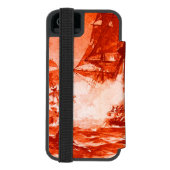 PIRATE SHIP BATTLE IN rood wit Incipio iPhone Portemonnee Hoesje (Agenda Achterkant)