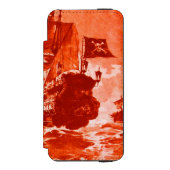 PIRATE SHIP BATTLE IN rood wit Incipio iPhone Portemonnee Hoesje (Voorkant Agenda)