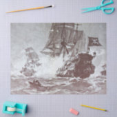 PIRATE SHIP BATTLE Zwart Wit Grijs Hues Tissuepapier (Craft)