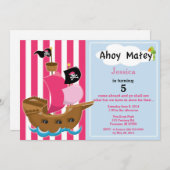 Pirate Ship Birthday Invitation Kaart (Voorkant / Achterkant)