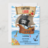 Pirate Ship Birthday Invitation pour enfants (Devant)