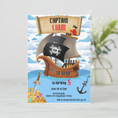 Pirate Ship Birthday Invitation pour enfants (Debout devant)