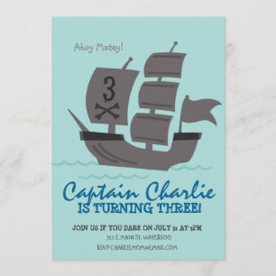 Pirate Ship Birthday Party Invite Kaart