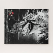 Pirate Ship Black en White Jigzaag Puzzle Legpuzzel (Horizontaal)