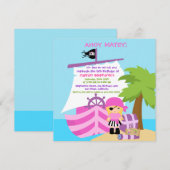 Pirate Ship Blonde Girl Birthday Kaart (Voorkant / Achterkant)