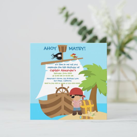 Pirate Ship Boy Anniversaire Fête Invitation (Debout devant)