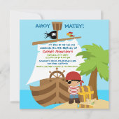 Pirate Ship Boy Anniversaire Fête Invitation (Devant)