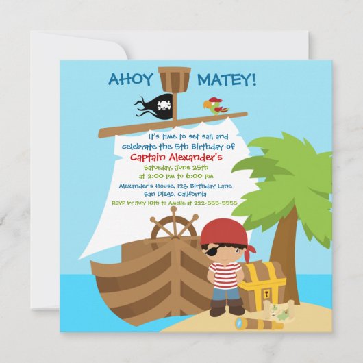 Pirate Ship Boy Anniversaire Fête Invitation (Devant)