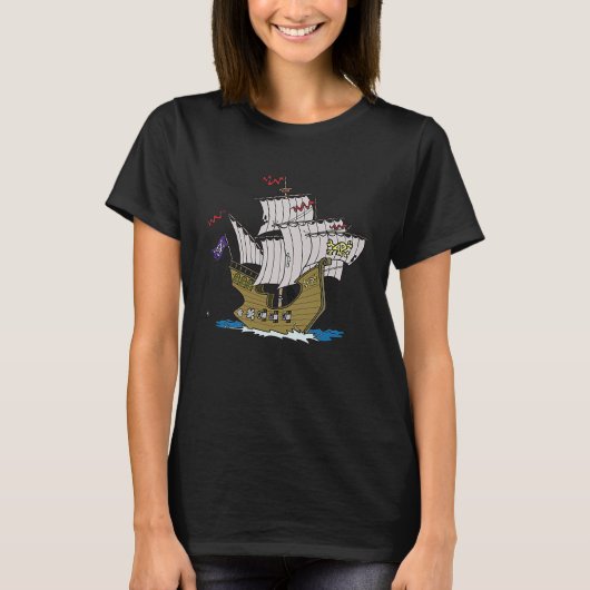 Pirate Ship Broadside Attack Firing Cannon Cannonb T-shirt (Voorkant)