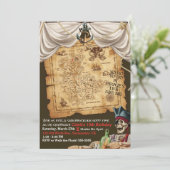 Pirate Ship Carte Vintage Trésor Anniversaire Fête (Debout devant)