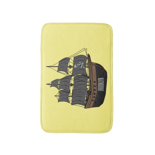 Pirate ship cartoon illustratie badmat (Voorkant Verticaal)