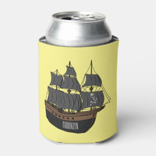 Pirate ship cartoon illustratie blikjeskoeler