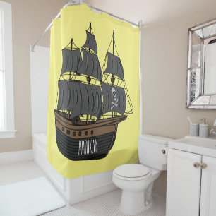 Pirate ship cartoon illustratie douchegordijn