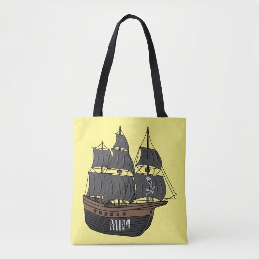 Pirate ship cartoon illustratie draagtas (Voorkant)