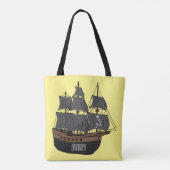 Pirate ship cartoon illustratie draagtas (Achterkant)