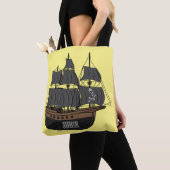 Pirate ship cartoon illustratie draagtas (Dichtbij)