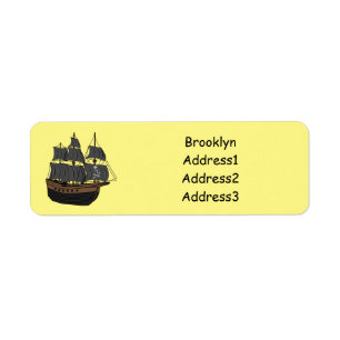 Pirate ship cartoon illustratie etiket