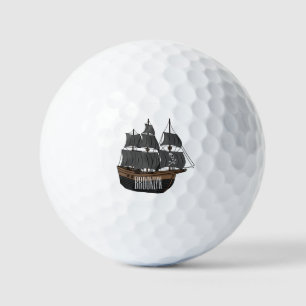 Pirate ship cartoon illustratie golfballen