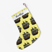 Pirate ship cartoon illustratie kleine kerstsok (Achterkant (Hangend))