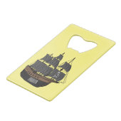 Pirate ship cartoon illustratie kredietkaart flessenopener (Voorkant Gekanteld)