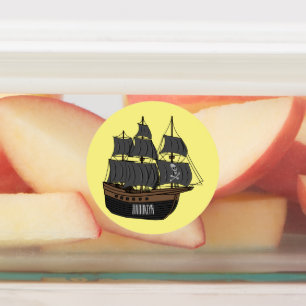 Pirate ship cartoon illustratie labels