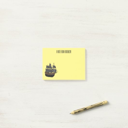 Pirate ship cartoon illustratie post-it® notes (Op bureau)
