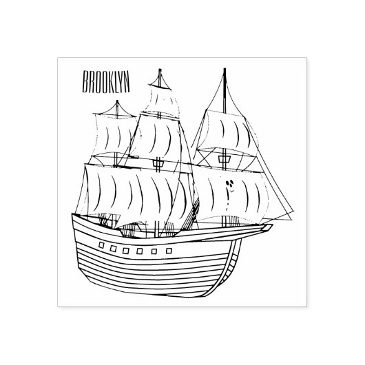 Pirate ship cartoon illustratie 	rubberstempel (Afrduk)