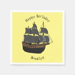 Pirate ship cartoon illustratie servet