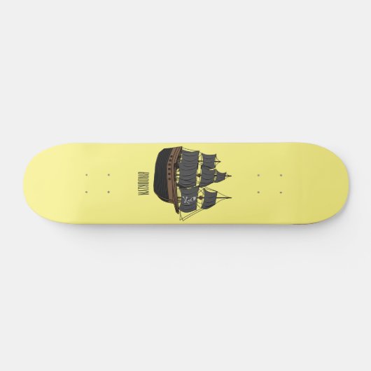 Pirate ship cartoon illustratie skateboard (Horizontaal)