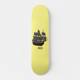 Pirate ship cartoon illustratie skateboard