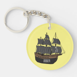 Pirate ship cartoon illustratie sleutelhanger